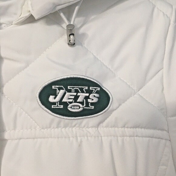 NY Jets Official Logo Quilted Womens S Puffer Jacket Faux Fur Lining Hood Zip - Picture 7 of 11